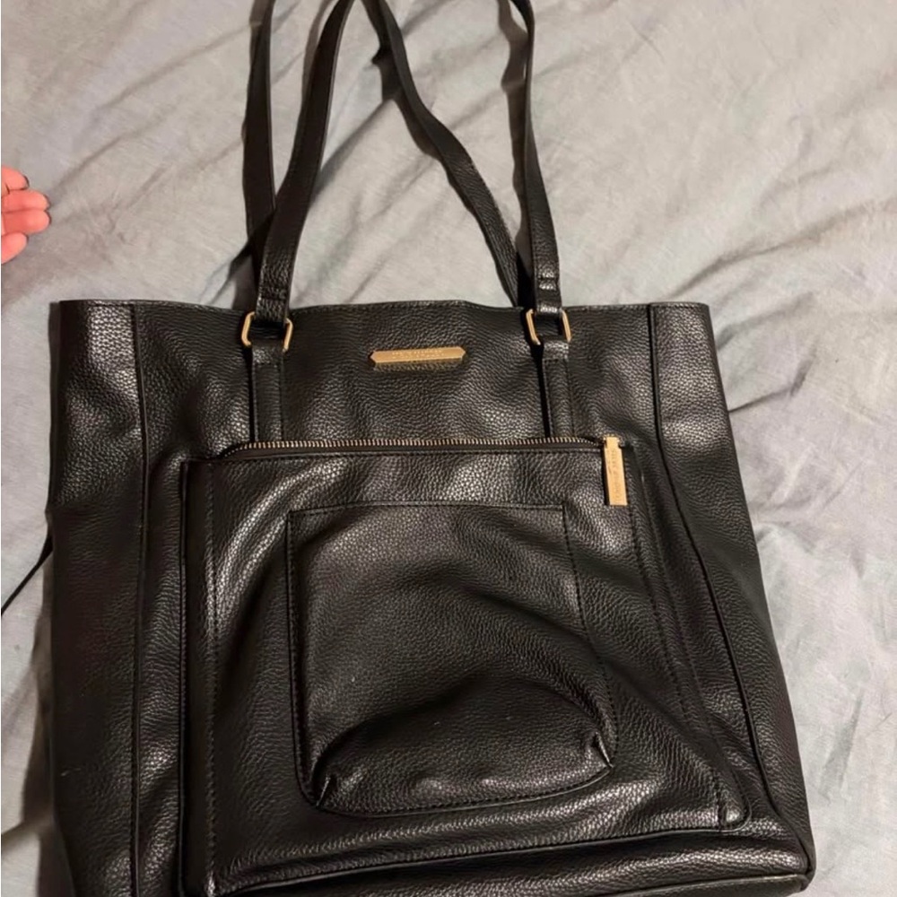 Elegant Black Leather Tote Bag